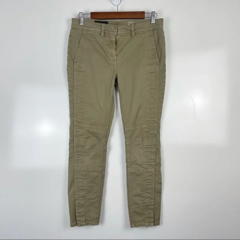 J.Crew Motorcycle Ankle Jeans  Olive Green Women’s 27 Seamed Skinny Moto Denim
